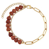 6MM Heart Shape Gemstone Paperclip Chain Bracelet Gold Stainless Steel Adjustable Dainty Stackable Women Jewelry #SB3164