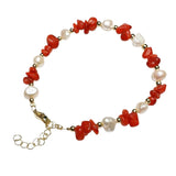 Natural Freshwater Pearl & Stone Bracelet Irregular Chip Crushed Stone Gold Plated Adjustable Chain Bracelet for Women #SB3157