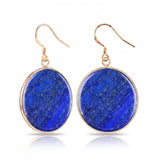 Natural Stone Round Dangle Earrings 30mm Gemstone Crystal Drop Jewelry Gold Plated Hooks #PE2060