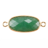 Faceted Oval Gemstone Connector Charms with Double Loops for Jewelry Making DIY Bracelet Necklace #SP2052