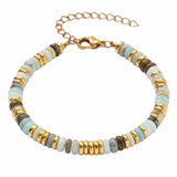 Natural Heishi Disc Stone Bead Bracelet Gold Spacer Beads Adjustable Chain Healing Gemstone Handmade Jewelry For Women #SB3139