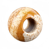 12mm Round Natural Gemstone Large Hole Beads, 5mm Big Hole Polished Stone Ball Beads for DIY Jewelry Making