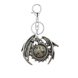 Vintage Silver Dragon Medallion Keychain, Genuine Healing Stone Chakra Amulet Keyring, Mythical Protection Car Key Holder Accessory