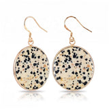 Natural Stone Round Dangle Earrings 30mm Gemstone Crystal Drop Jewelry Gold Plated Hooks #PE2060