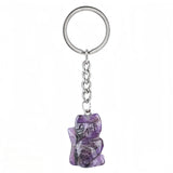 Healing Crystal Stone Cat Keychain Reiki Lucky Charms Keyring Women Bag Car Pendant