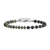 6MM Heishi Disc Spacer Round Bead Lava Stone Essential Oil Diffuser Gemstone Bracelet Silv er Chain Adjustable #SB3145