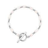 4MM Natural Stone Heishi Disc Bracelet Silver OT Toggle Clasp Dainty Stackable Boho Crystal Beaded Bracelets Women Jewelry #SB3147S