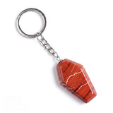 Natural Gemstone Coffin Keychain - Faceted Healing Crystal Gothic Key Ring & Bag Charm