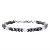 Hematite Heishi Disc Bead Bracelet 4MM Natural Multi‑Color Gemstone Accent Adjustable Unisex Stack Wrist Jewelry #SB3150