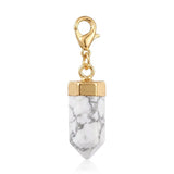 Hexagonal Crystal Bullet Stone Pendant Bag Tag Charm Gold Lobster Clasp Purse Handbag Zipper Pull DIY Jewelry Making Accessories #SP2057