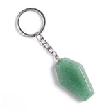Natural Gemstone Coffin Keychain - Faceted Healing Crystal Gothic Key Ring & Bag Charm