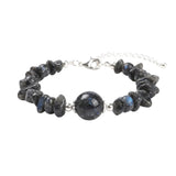 Natural Chip Gemstone Bracelet 10mm Round Focal Bead  Adjustable Chain Healing Crystal Boho Stackable Bracelets for Women #SB3158