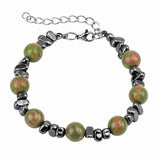 10MM Natural Gemstone & Hematite Adjustable Bracelet with Extension Chain - Unisex Healing Crystal Jewelry Gift for Men Women #SB3153