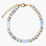 Natural Stone 6mm Disc Bead Gold Plated Bracelet Adjustable Chain Heishi Wheel Bead Gemstone Bracelet for Women #SB3142