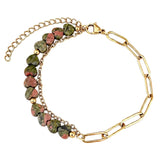 6MM Heart Shape Gemstone Paperclip Chain Bracelet Gold Stainless Steel Adjustable Dainty Stackable Women Jewelry #SB3164