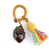 Healing Crystal Heart Key Ring Colorful Tassel Woven Rope Key Holder Women Spiritual Stone Bag Accessory Birthday Gift KC2043
