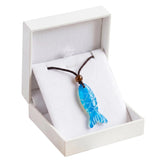 Hand Carved Gemstone Fish Necklace Boho Crystal Pendant Healing Crystal Jewelry for Her/Him Adjustable Gift Box