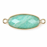 Faceted Oval Gemstone Connector Charms with Double Loops for Jewelry Making DIY Bracelet Necklace #SP2052