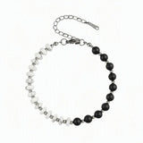 6MM Heishi Disc Spacer Round Bead Matte Onyx Gemstone Bracelet Silver Chain Adjustable #SB3145