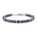 Hematite Heishi Disc Bead Bracelet 4MM Natural Multi‑Color Gemstone Accent Adjustable Unisex Stack Wrist Jewelry #SB3150