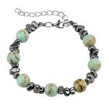 10MM Natural Gemstone & Hematite Adjustable Bracelet with Extension Chain - Unisex Healing Crystal Jewelry Gift for Men Women #SB3153
