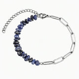 Healing Crystal Chips Stone Paperclip Link Bracelet Dainty Layering Handmade Bracelet Multiple Stone Options #SB3165
