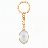 Oval Faceted Natural Crystal Gold Plated Keychain Multiple Stone Option Healing Stone Key Chain for Bag Decor