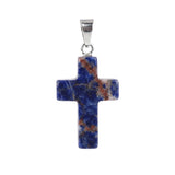 Natural Gemstone Cross Pendants 18x25mm Healing Crystal Stone Charms Handcrafted Spiritual Reiki Energy Protection