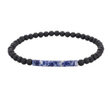 Matte Black Onyx 4mm Round Bead Bracelet Heishi Spacer Stone Bead Unisex Elastic Stackable Healing Crystal Wrist Jewelry #SB3156