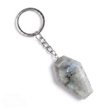 Natural Gemstone Coffin Keychain - Faceted Healing Crystal Gothic Key Ring & Bag Charm