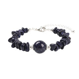Natural Chip Gemstone Bracelet 10mm Round Focal Bead  Adjustable Chain Healing Crystal Boho Stackable Bracelets for Women #SB3158