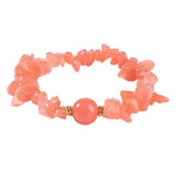 Handmade Natural Irregular Chip Stone Bracelet Elastic 10MM Round Gemstone Bead for Women #SB3160