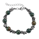 10MM Natural Gemstone & Hematite Adjustable Bracelet with Extension Chain - Unisex Healing Crystal Jewelry Gift for Men Women #SB3153