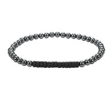 Dainty 4mm Hematite Bead Bracelet Mixed Natural Stone Tube Disc Bead Elastic Stackable Bracelet for Ladies #SB3156