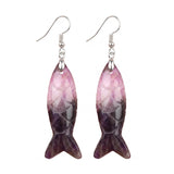 Hand Carved Natural Gemstone Fish Earrings for Women Crystal Dangle Earrings with Hypoallergenic Hooks Healing Stone Jewelry
