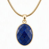 Faceted Oval Natural Crystal Gold Plated Pendant Necklace Snake Chain Multiple Stone Healing Stone Necklace