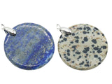 Vintage Natural Stone Circle Token Pendant Necklace, Flat Round Quartz Disk Charm with Cable Chain, Elegant Spiritual Protection Birthday Gift for Her