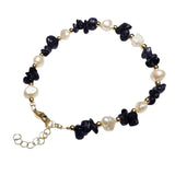 Natural Freshwater Pearl & Stone Bracelet Irregular Chip Crushed Stone Gold Plated Adjustable Chain Bracelet for Women #SB3157