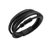Men Punk Multilayer Braided Leather Bracelet Stainless Steel Magnetic Clasp Male Wristband Fashion Jewelry