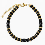 Natural Stone 6mm Disc Bead Gold Plated Bracelet Adjustable Chain Heishi Wheel Bead Gemstone Bracelet for Women #SB3142