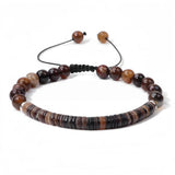 Natural Agate Round Bead Bracelet Pearl Shell Heishi Disc Spacer Adjustable Braided #SB3148
