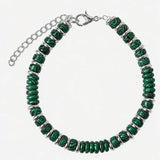 Natural Stone Disc Bead Silver Plated Bracelet Adjustable Chain Heishi Wheel Bead Gemstone Bracelet for Women #SB3142