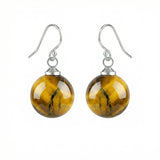 Women Gemstone Balls Drop Earring Healing Chakra Crystal 10MM Beads Dangle Earrings