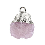 Natural Raw Crystal Gemstone Pendant Irregular Rough Stone Healing Quartz Charms Gold Plated Cap for DIY Jewelry Making