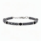 Hematite Heishi Disc Bead Bracelet 4MM Natural Multi‑Color Gemstone Accent Adjustable Unisex Stack Wrist Jewelry #SB3150
