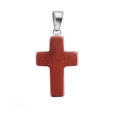 Natural Gemstone Cross Pendants 18x25mm Healing Crystal Stone Charms Handcrafted Spiritual Reiki Energy Protection