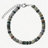 Natural Stone Disc Bead Silver Plated Bracelet Adjustable Chain Heishi Wheel Bead Gemstone Bracelet for Women #SB3142
