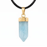 Natural Crystal Hexagonal Bullet Stone Necklace Mini Point Pendant Gold Color Chain Jewelry Women Healing Chakra Choker