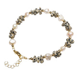 Natural Freshwater Pearl & Stone Bracelet Irregular Chip Crushed Stone Gold Plated Adjustable Chain Bracelet for Women #SB3157