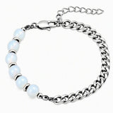 8MM Natural Stone Bead Stainless Steel Curb Chain Bracelet Unisex Healing Crystal Adjustable Men Women Stackable Jewelry #SB3152